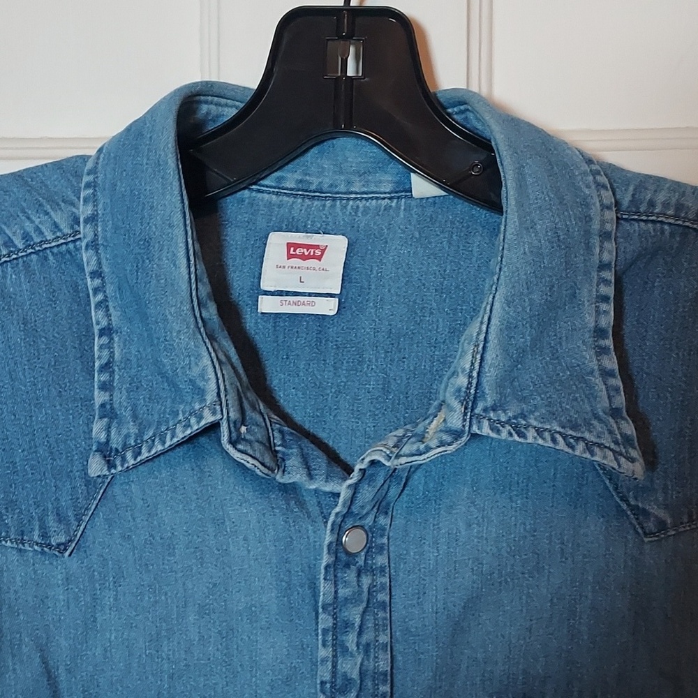 Levi's Men's Western Shirt Pearlized Snaps Medium Wash Denim Large - Picture 6 of 14